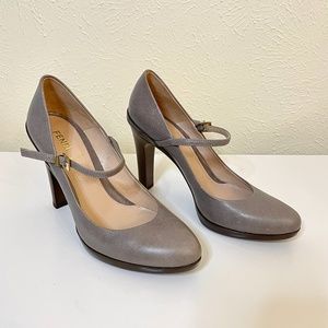 FENDI Gray Designer Ankle Strap Leather Pumps 37